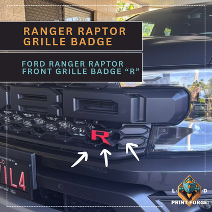 Custom Contoured Raptor "R" Grille Badge – Next-Gen Ranger (Aftermarket)