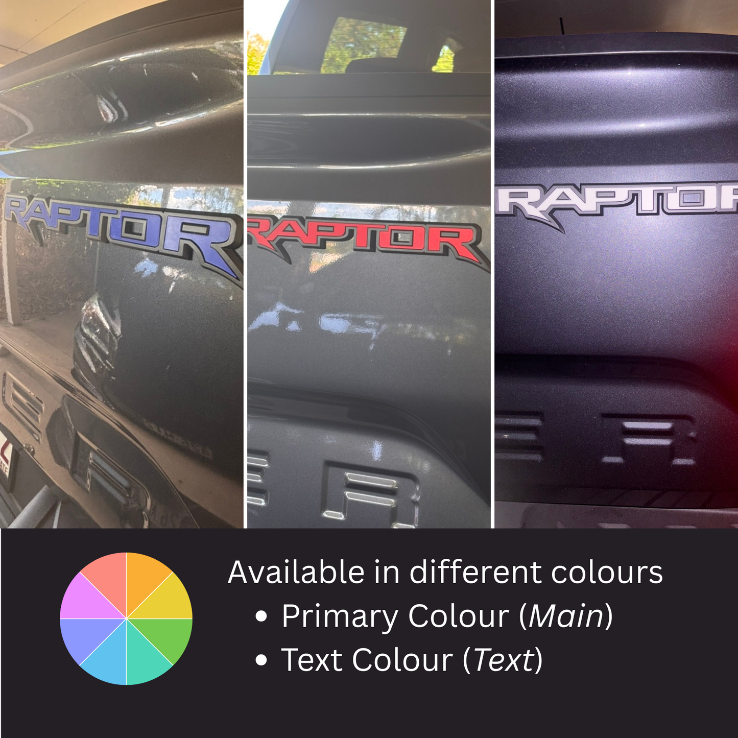 Raptor Tailgate Emblem Inserts – Fits 2024–2025 Ranger Raptor | 3-Piece Kit