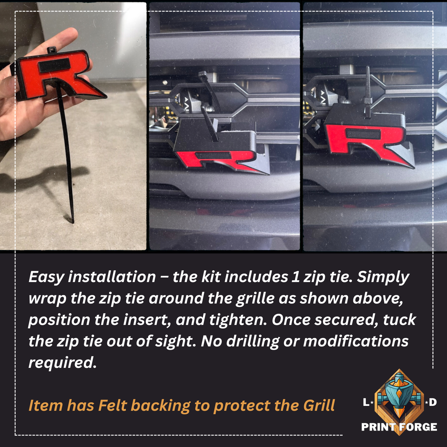 Custom Contoured Raptor "R" Grille Badge – Next-Gen Ranger (Aftermarket)