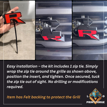 Custom Contoured Raptor "R" Grille Badge – Next-Gen Ranger (Aftermarket)