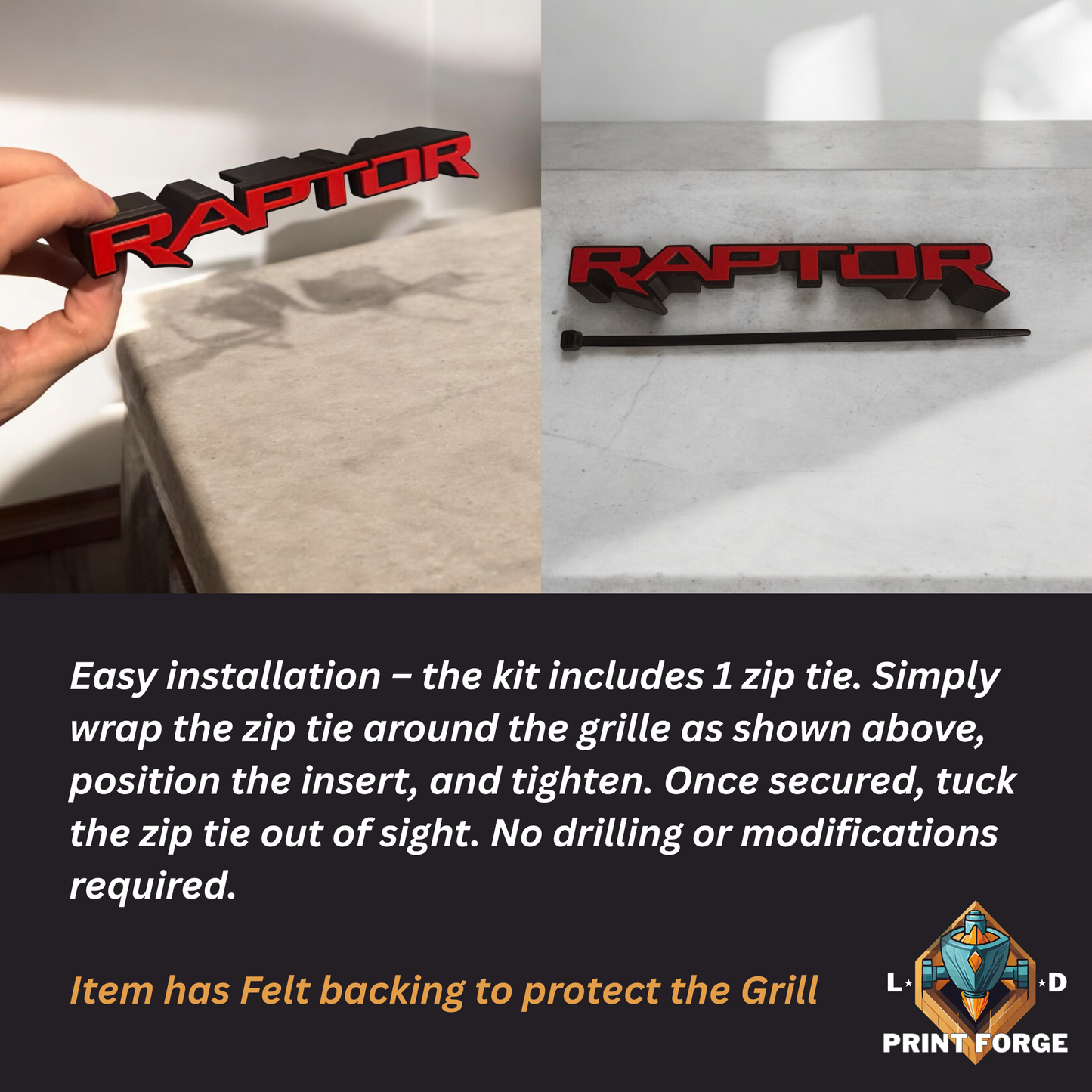 Custom RAPTOR Front Grille Emblem Badge – Next-Gen Ranger (Aftermarket)