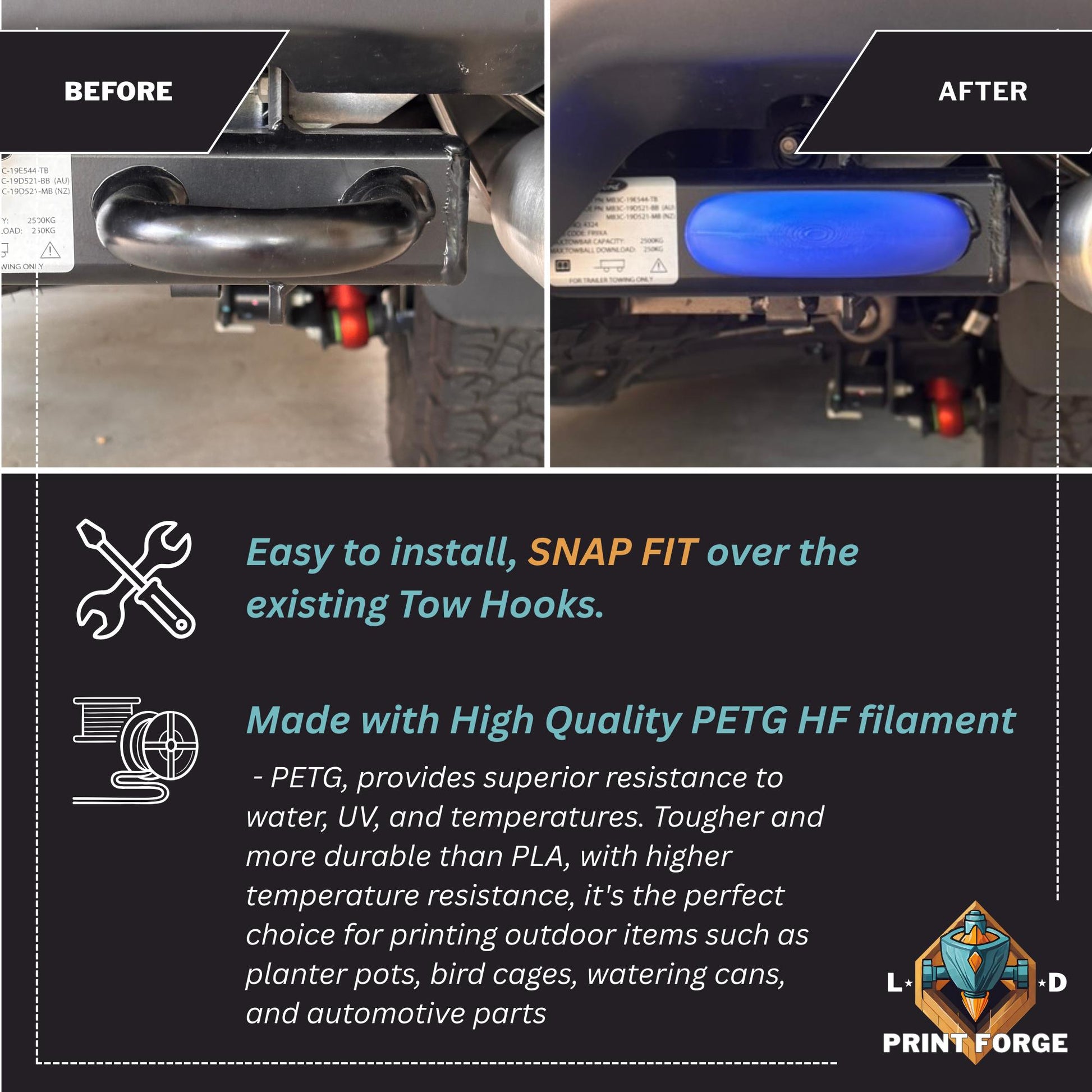 Standard NextGen Ford Ranger Raptor Back Tow Hook Accent Covers for Round Hooks | Ford Accessories and Parts |  Ranger Raptor | Wildtrak