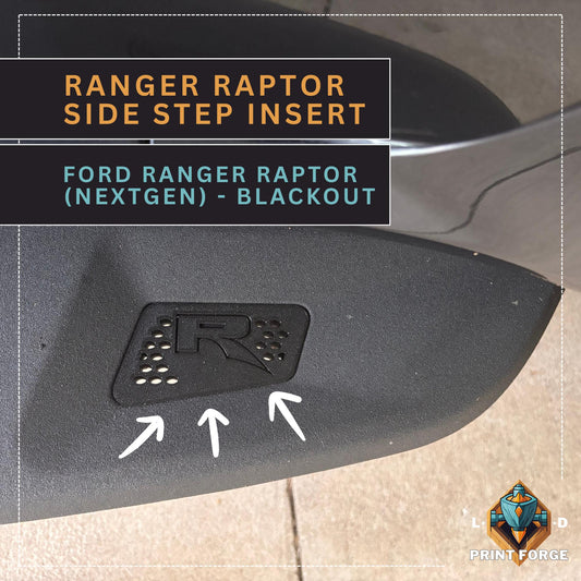 Ford Next-Gen Ranger Raptor Side Step Inserts – Blackout "R" Edition | NextGen Ranger Raptor Accessories | Ford Ranger Parts | Raptor Trim