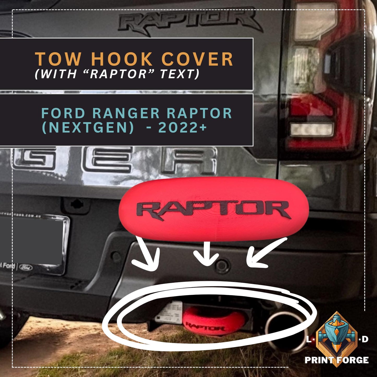 NextGen Ford Ranger Raptor Back Tow Hook Accent Covers for Round Hooks | Ford Accessories and Parts |  Tow Hook Covers for Ranger Raptor |
