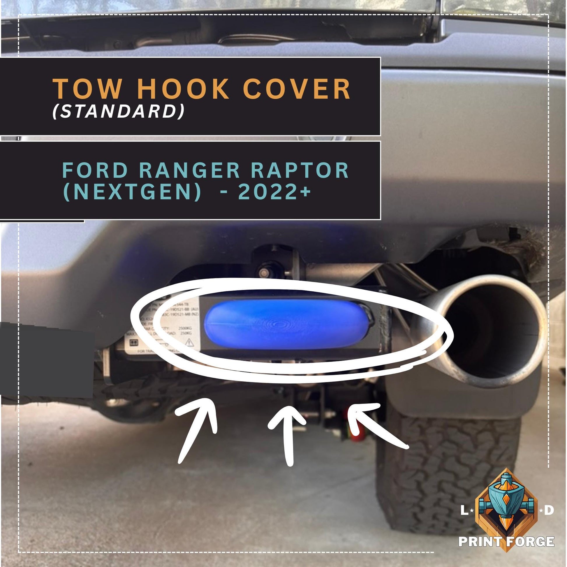 Standard NextGen Ford Ranger Raptor Back Tow Hook Accent Covers for Round Hooks | Ford Accessories and Parts |  Ranger Raptor | Wildtrak
